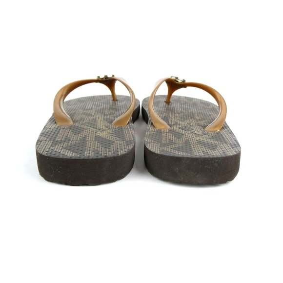 Michael Kors Brown Gold Flip Flops Size 8 - Picture 4 of 10
